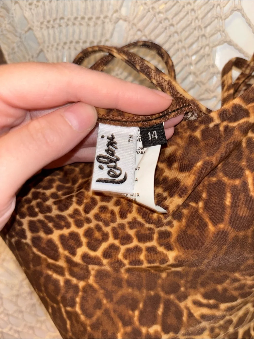 Vintage Leopard Print One-Piece Swimsuit‎ size 14 A00365